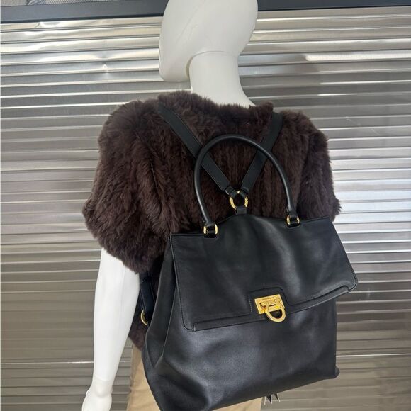 Salvatore Ferragamo Trifolio Black Leather Backpack - Picture 15 of 15